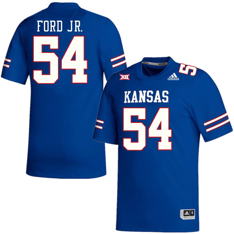 Men #54 Michael Ford Jr. Kansas Jayhawks College Football Jerseys Stitched Sale-Royal